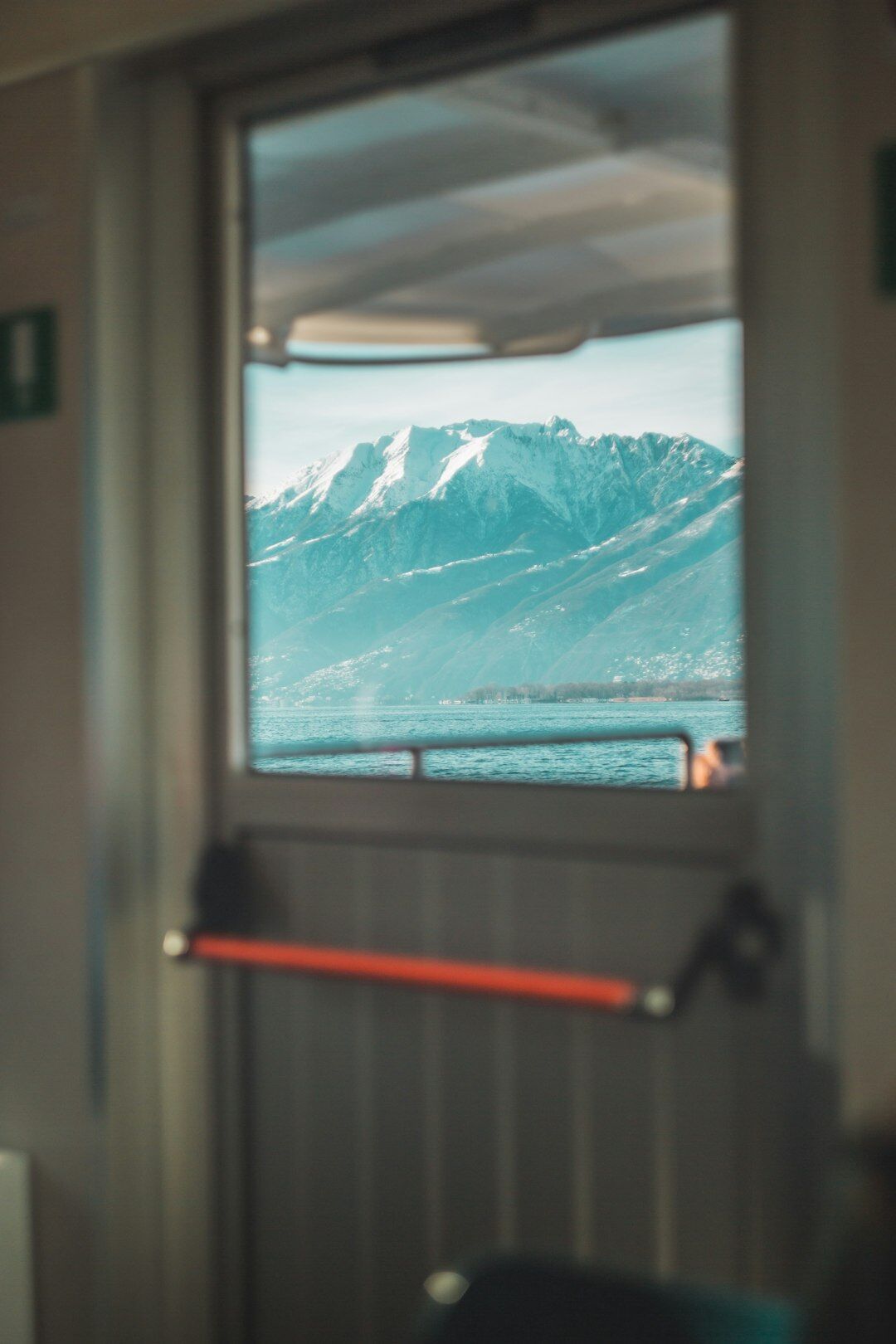 Stylish editorial office desk with a view of Swiss mountains